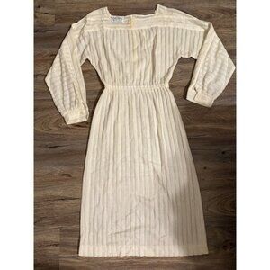 Vintage 1970's Julie Miller Off White Dress Size 12- 90% Polyester